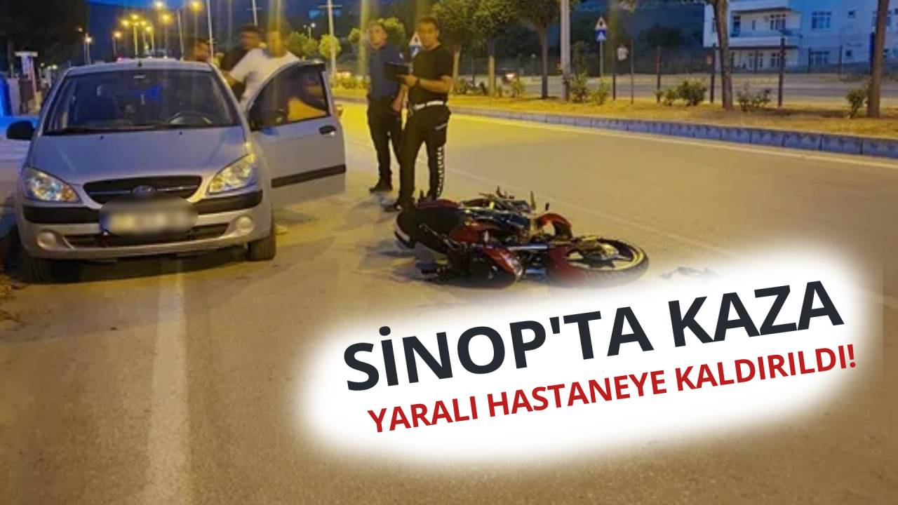 Sinop'ta motosiklet otomobile çarptı, sürücü yaralandı