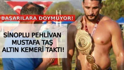 Sinoplu güreşçi Mustafa Taş, altın kemerle taçlandı