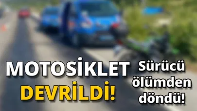 Kontrolden çıkan motosiklet devrildi:1 yaralı