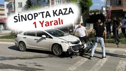 Sinop'ta otomobil ile motosiklet çarpıştı