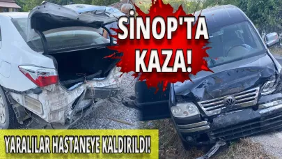 Sinop'ta iki otomobil çarpıştı