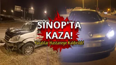 Sinop'ta iki otomobil çarpıştı, yaralılar hastaneye kaldırıldı