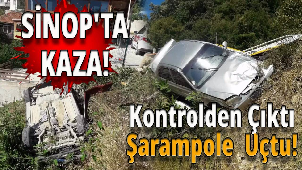 Sinop'ta kontrolden çıkan araç şarampole uçtu