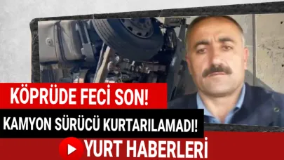 Lastiği patlayan kamyon köprü ayağına çarptı sürücü öldü