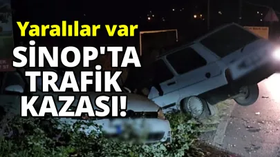 Sinop'ta otomobiller kafa kafaya çarpıştı:2 yaralı