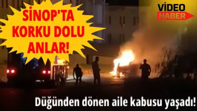 Sinop'ta seyir halindeki araç alev topuna döndü