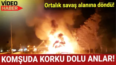 Seyir halindeyken yanan tır ortalığı savaş alanına çevirdi