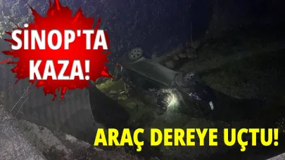 Sinop'ta kontrolden çıkan araç dereye uçtu