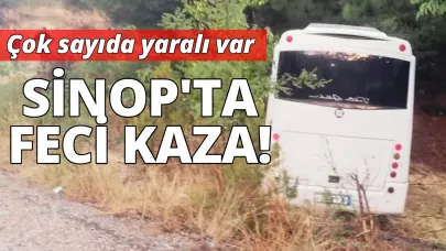 Sinop'ta işçileri taşıyan otobüs kaza yaptı