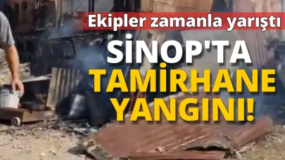 Tamirhanede başlayan yangın etrafa yayıldı