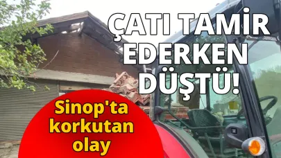 Garaj çatısını onaran adam yere düştü