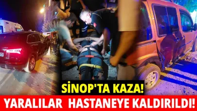 Sinop'ta  motosiklet ile iki otomobil çarpıştı: 2 yaralı