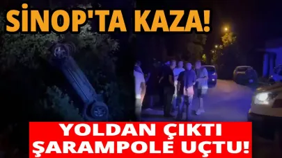 Sinop'ta kontrolden çıkan araç şarampole uçtu