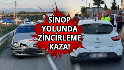 Sinop yolunda 3 araç birbirine girdi: 3 yaralı