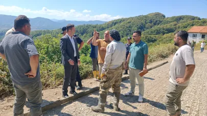 Kaymakam Çelik, köylülerin  yaptığı imece yolu yerinde inceledi