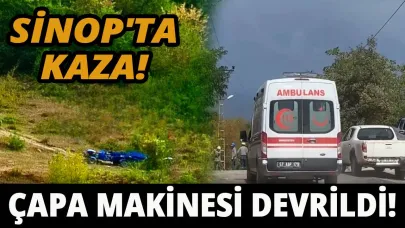 Sinop'ta çapa makinesi devrildi: 1 yaralı
