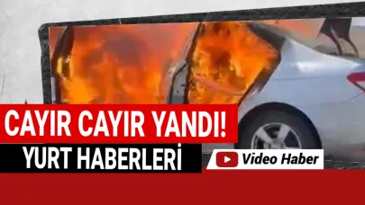 Seyir halindeki otomobil alev alev yandı
