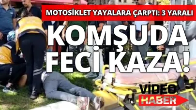 Motosiklet yayalara çarptı! Kaza anı kamerada