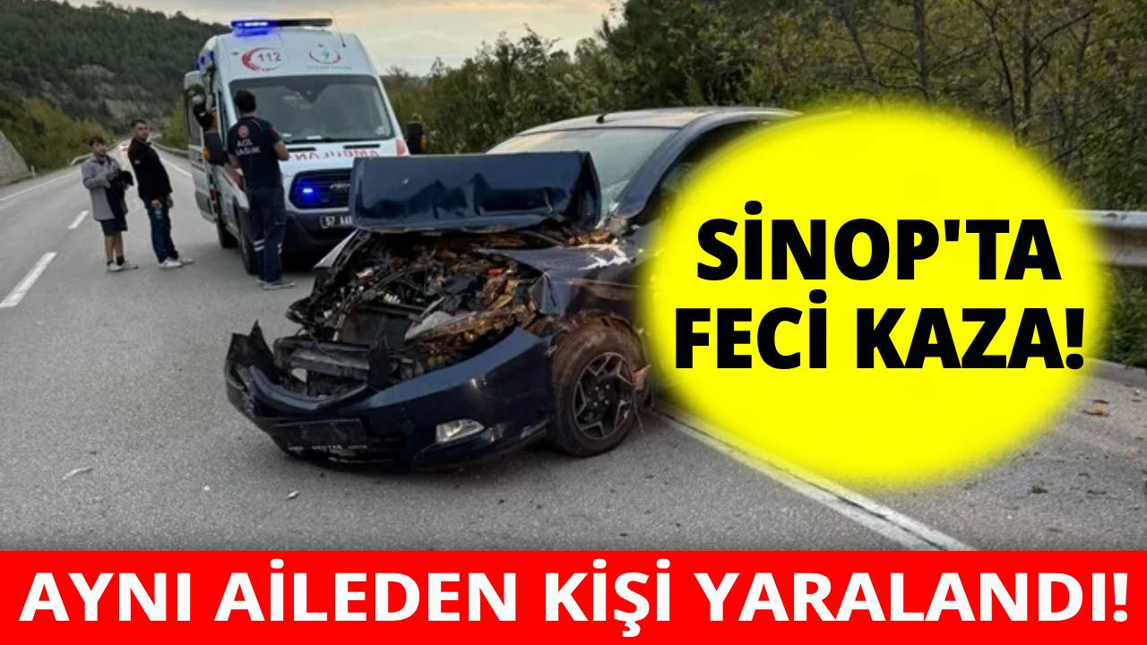 Sinop'ta kontrolden çıkan araç bariyerlere çarptı!