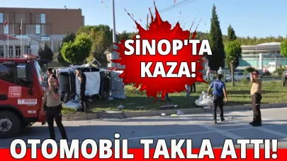 Sinop'ta kontrolden çıkan otomobil takla attı: 1 yaralı