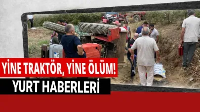 Devrilen traktörün altında can verdi