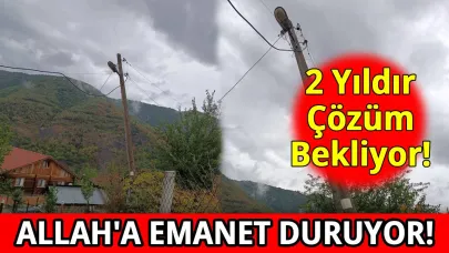 Sinop'ta eğilen elektrik direği tehlike saçıyor