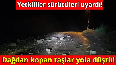 Sinop'ta dağdan kopan taşlar yola düştü