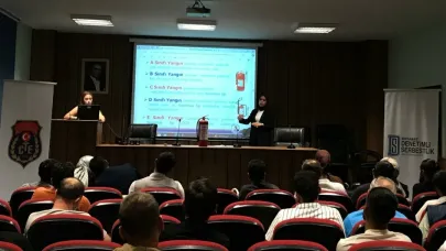 Boyabat'ta yükümlülere yangına müdahale eğitimi