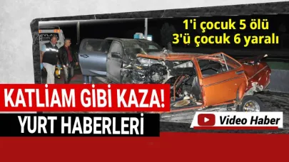 Kafa kafaya çarpışan araçlardan biri ikiye bölündü