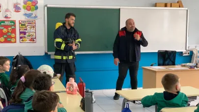 İtfaiye ekiplerinden minik öğrencilere meslek tanıtımı!