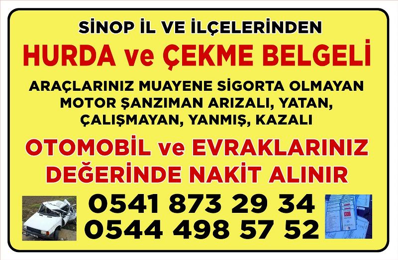 HURDA VE ÇEKME BELGELİ ARAÇLARINIZI SATMAK İSTEYENLER
