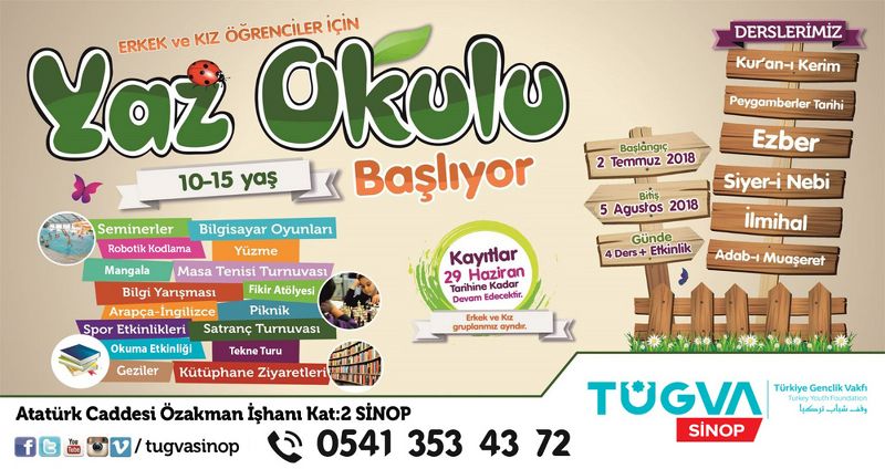 TÜGVA 10-15 YAŞ GRUBU YAZ OKULU BAŞLIYOR