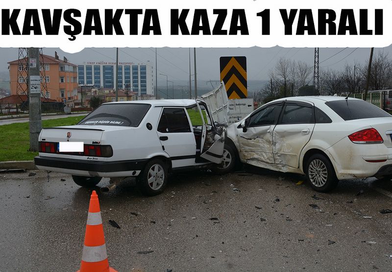 SİNOP’TA KAVŞAKTA KAZA 1 YARALI
