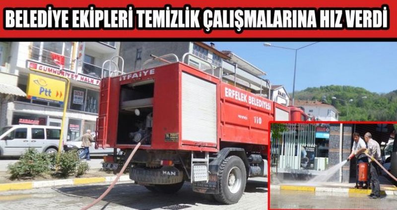 BELEDİYE EKİPLERİ TEMİZLİK ÇALIŞMALARINA HIZ VERDİ