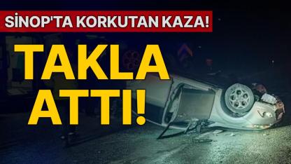 Kontrolden çıkan otomobil takla attı:2 yaralı