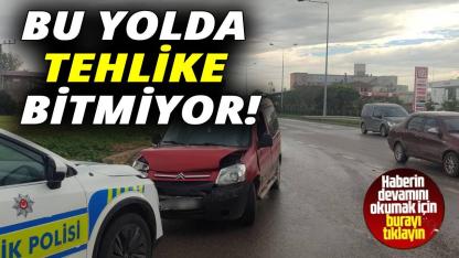 Sinop yolunda otomobil refüje çıktı!