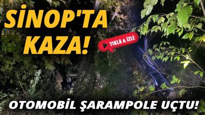 Sinop'ta kontrolden çıkan araç şarampole yuvarlandı