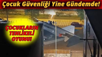 Sinop'ta maket uçak üzerinde oynayan çocuklar endişe yarattı