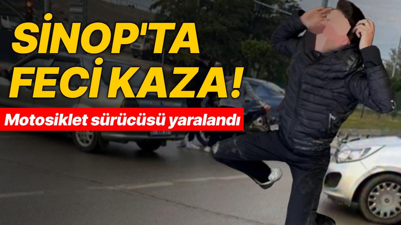Sinop&#039;ta otomobil ile motosiklet çarpıştı:1 yaralı