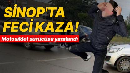 Sinop'ta otomobil ile motosiklet çarpıştı:1 yaralı