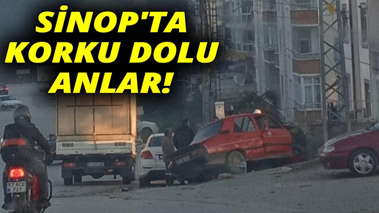 Kontrolden çıkan otomobil kaldırıma çıktı