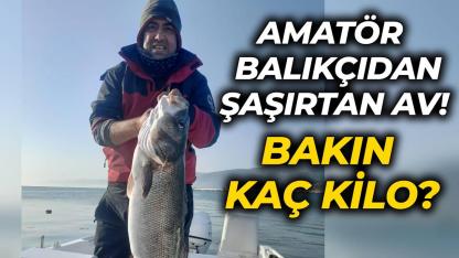 Sinop'ta amatör balıkçı oltayla yaklaşık 10 kilogramlık levrek yakaladı