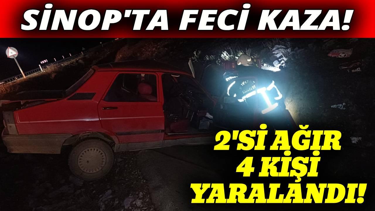 Sinop&#039;ta araçlar kafa kafaya çarpıştı: 2&#039;si ağır 4 yaralı