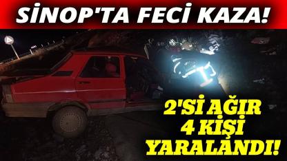 Sinop'ta araçlar kafa kafaya çarpıştı: 2'si ağır 4 yaralı