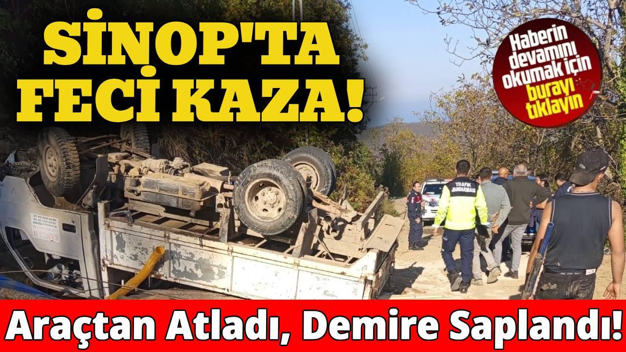 Sinop’ta freni boşalan araç takla attı: Sürücü ağır yaralı!