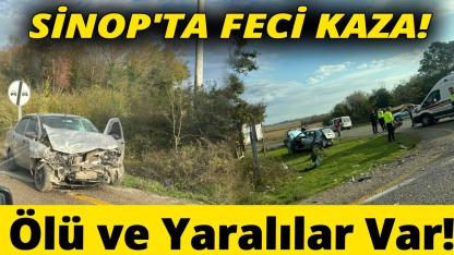 Sinop'ta iki otomobil kafa kafaya çarpıştı