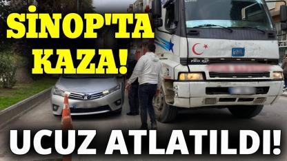 Sinop'ta kamyon ile otomobil çarpıştı