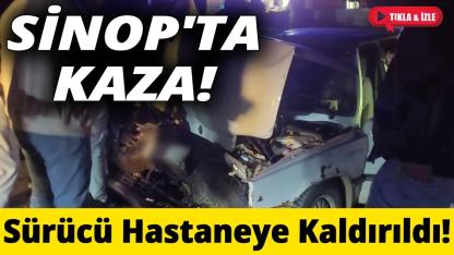 Sinop'ta kontrolden çıkan araç bariyerlere çarptı!
