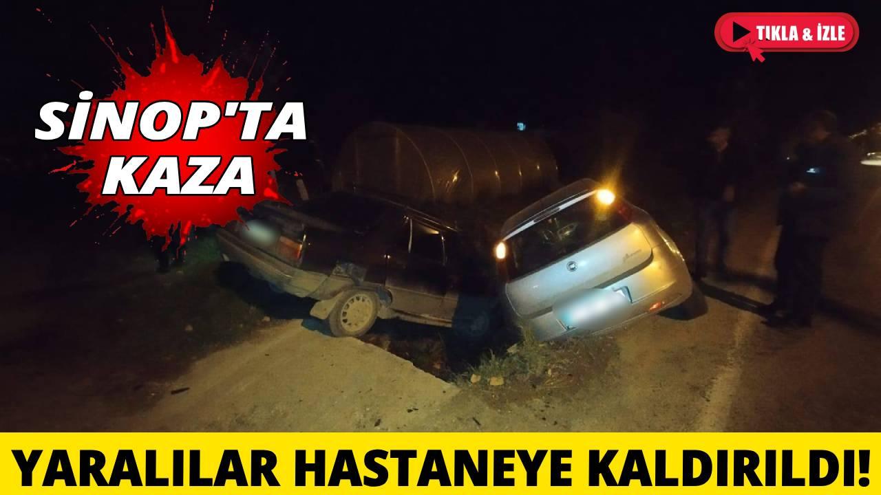 Sinop&#039;ta kontrolden çıkan araçlar su kanalına düştü