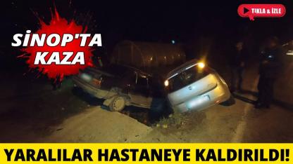 Sinop'ta kontrolden çıkan araçlar su kanalına düştü